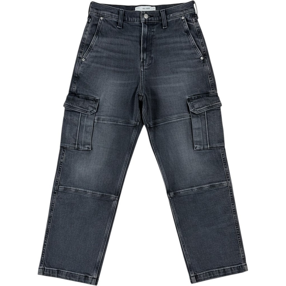 Hollister Baggy Cargo Jeans Mens 28x30 Faded Black Denim Utility Relaxed Pants